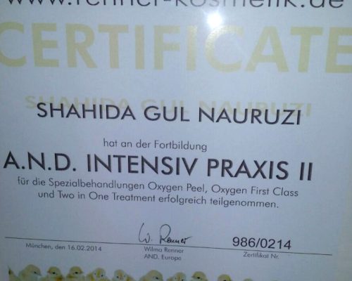 Zertifikat AND Intensive II